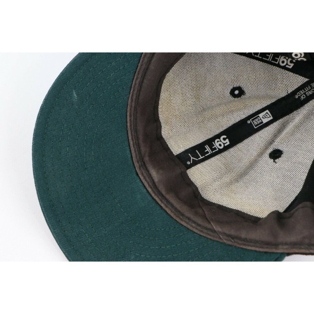 Vintage Distressed New Era Michigan State University Fitted Hat Cap Black 7 1/4 - Picture 10 of 11